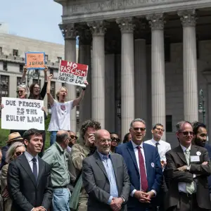 In Suits and Ties, Lawyers Protest Trump’s Attacks on the Legal System
