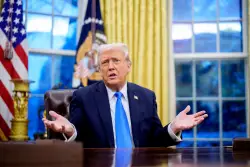 "Nothing to do with tariffs": Trump blames market downturn on Biden, asks Americans to "be patient"